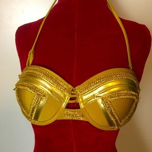 Gold Costume Burlesque Bra